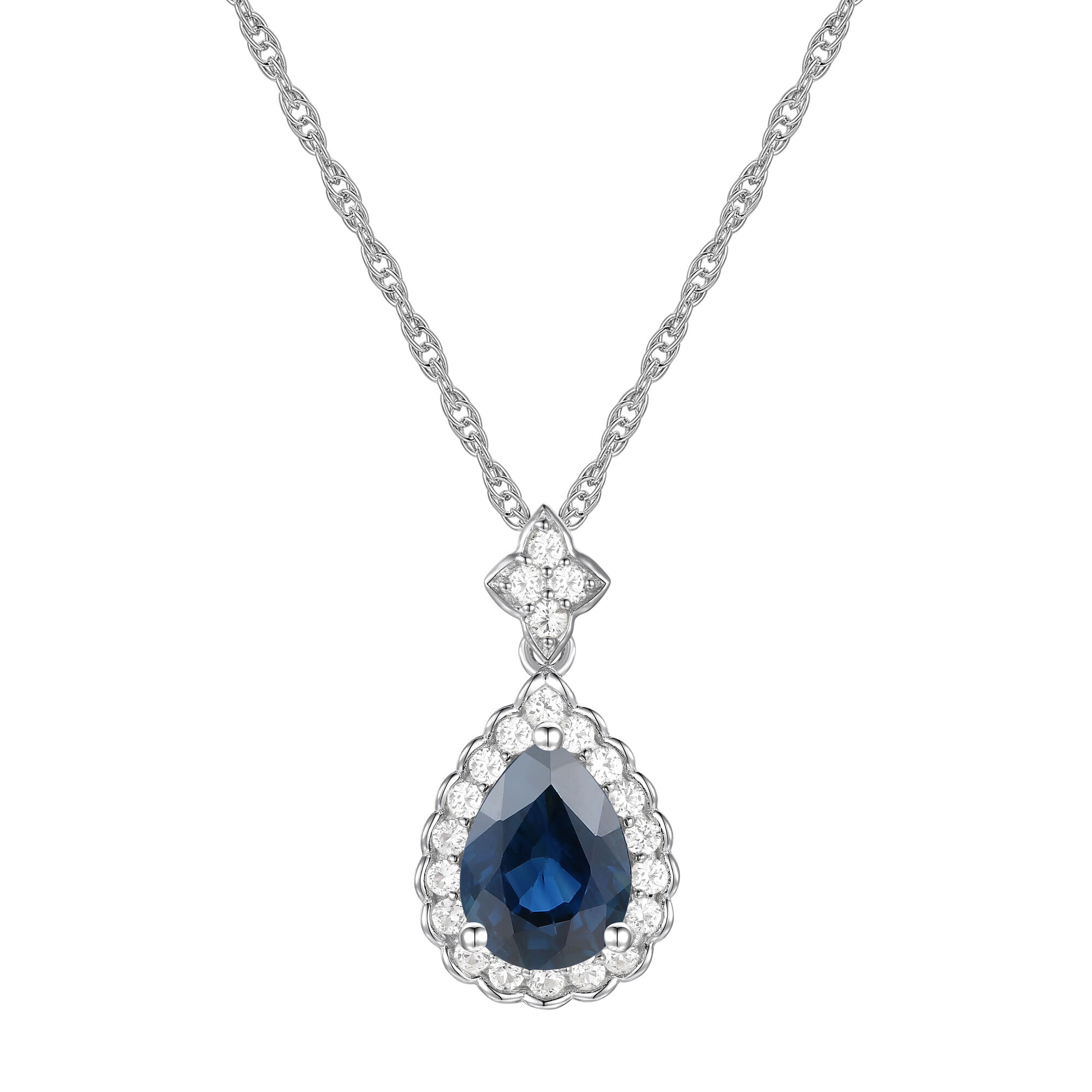 3.81 CT Sapphire and Diamond White Gold Necklace